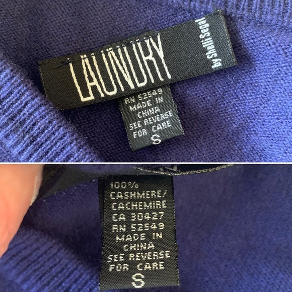 90s Laundry 100% Cashmere Cardigan Sweater Blue Purple size Small - Picture 8 of 8